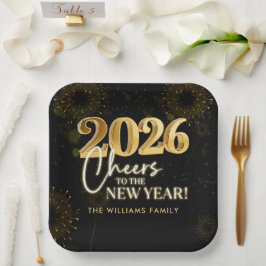 Black Gold Cheers New Years Eve Party Papieren Bordje