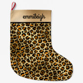 Black Gold Cheetah Leopard Grote Kerstsok (Voorkant)