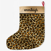 Black Gold Cheetah Leopard Grote Kerstsok (Achterkant)