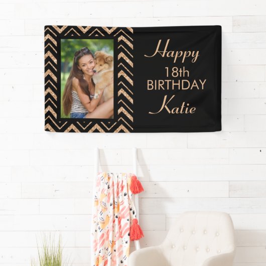 Black Gold Chevron 18th Birthday Party Photo Spandoek (Insitu)