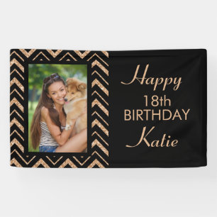 Black Gold Chevron 18th Birthday Party Photo Spandoek