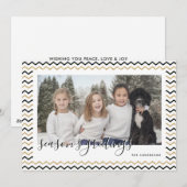 Black Gold Chevron Foto Seizoenskaarten Feestdagenkaart (Voorkant / Achterkant)