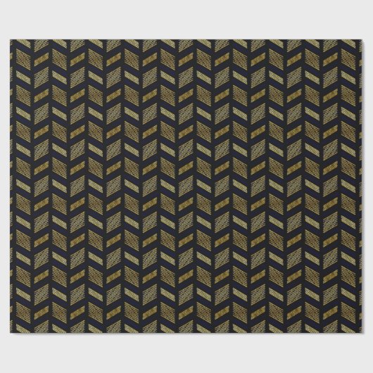 Black Gold Chevron Pattern Abstract Geometric Deco Cadeaupapier (Vlak)