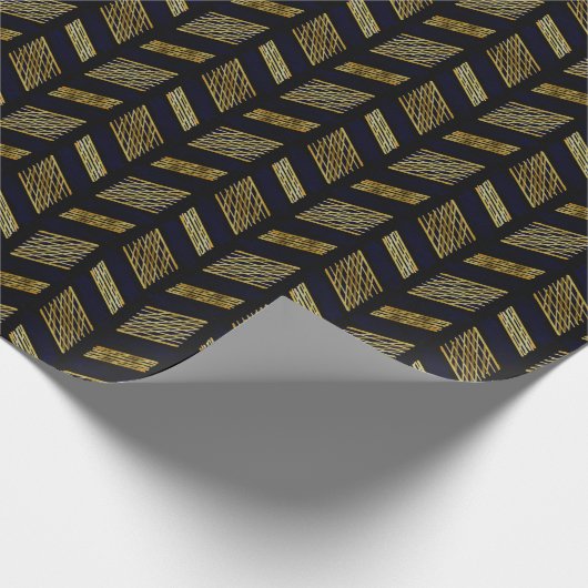Black Gold Chevron Pattern Abstract Geometric Deco Cadeaupapier (Hoek)