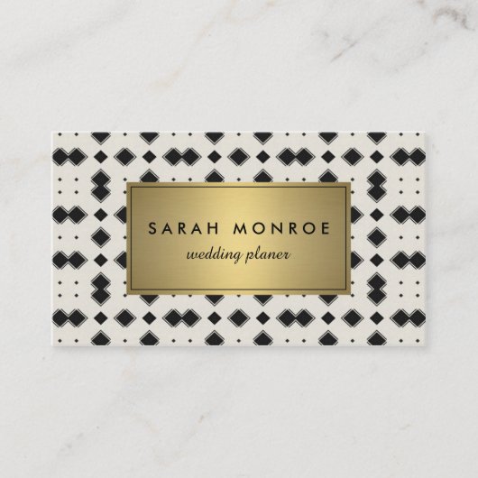 Black & Gold Chevron Pattern Visitekaartje (Voorkant)