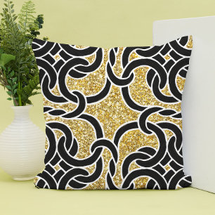 Black Gold Chic Celtic Knot Seamless Pattern Tile Kussen