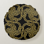 Black Gold Chic Celtic Knot Seamless Pattern Tile Rond Kussen (Voorkant)