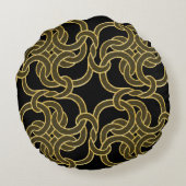 Black Gold Chic Celtic Knot Seamless Pattern Tile Rond Kussen (Achterkant)
