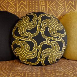 Black Gold Chic Celtic Knot Seamless Pattern Tile Rond Kussen