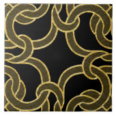 Black Gold Chic Celtic Knot Seamless Pattern Tile Tegeltje (Voorkant)