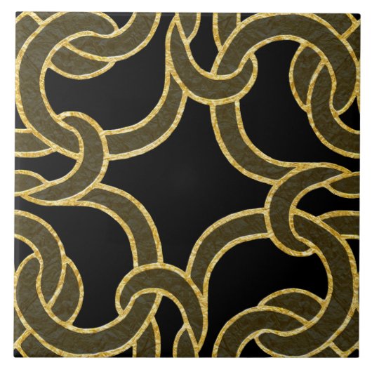 Black Gold Chic Celtic Knot Seamless Pattern Tile Tegeltje (Voorkant)