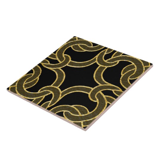 Black Gold Chic Celtic Knot Seamless Pattern Tile Tegeltje (Zijkant)
