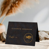 Black Gold Chic Fish Maaltijdkeuze Naam Gastenaam  Bedankkaart