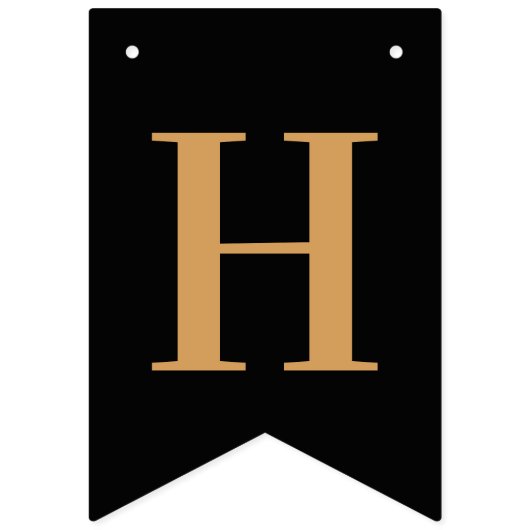 Black Gold Chic Happy Birthday Vlaggetjes (Tweede vlag)