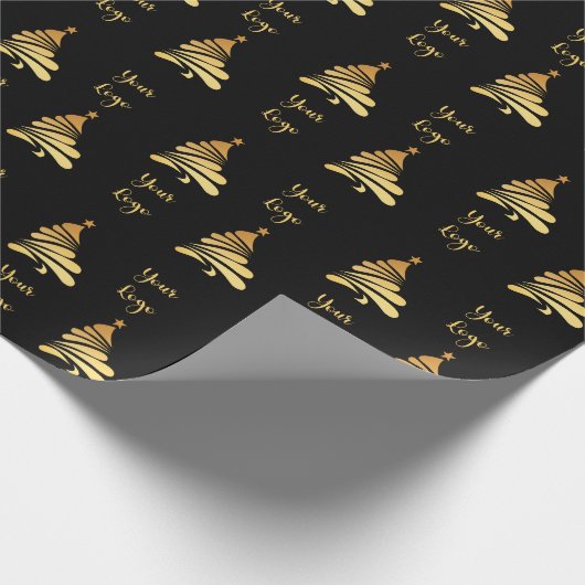 Black Gold Chic-kerstboom - Aangepaste Logo Cadeaupapier (Hoek)
