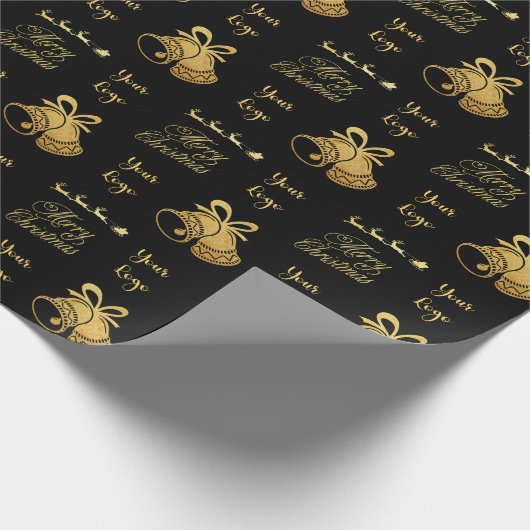 Black Gold Chic-kerstboom - Aangepaste Logo Cadeaupapier (Hoek)