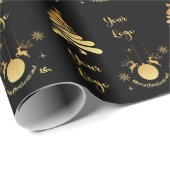 Black Gold Chic-kerstboom - Aangepaste Logo Cadeaupapier (Rol Hoek)