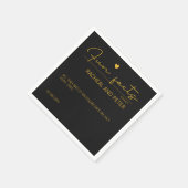 Black Gold Chic Modern Fun Facts Script Weddenscha Servet (Hoek)