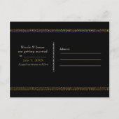 Black & Gold Chic Sparkling Glam Bewaar de datum Aankondigingskaart (Achterkant)