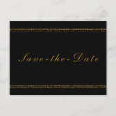 Black & Gold Chic Sparkling Glam Bewaar de datum Aankondigingskaart (Voorkant)
