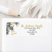 Black Gold Christmas Botanical Retouradres Etiket (Insitu)