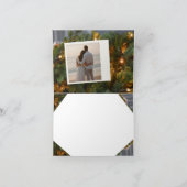 Black & Gold Christmas Card with Custom Photo Bedankkaart (Binnen)