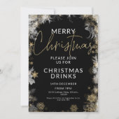 Black & Gold Christmas Drinken Party Kaart (Voorkant)