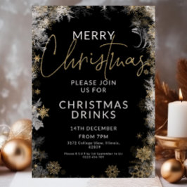 Black & Gold Christmas Drinken Party Kaart
