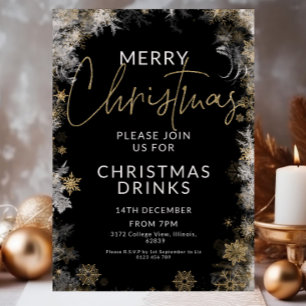 Black & Gold Christmas Drinken Party Kaart
