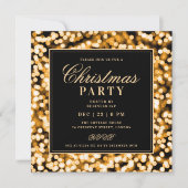 Black & Gold Christmas Glam Lights Holiday Party Kaart (Voorkant)