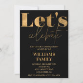 Black Gold Christmas Party Laten we het vieren Kaart (Voorkant)