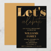 Black Gold Christmas Party Laten we het vieren Kaart (Voorkant / Achterkant)