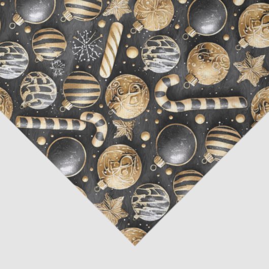 Black Gold Christmas Pattern#12 ID1009 Tissuepapier (Detail)