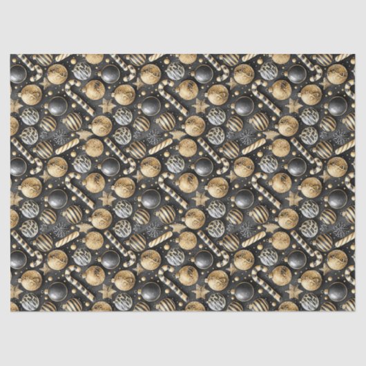Black Gold Christmas Pattern#12 ID1009 Tissuepapier (Voorkant)