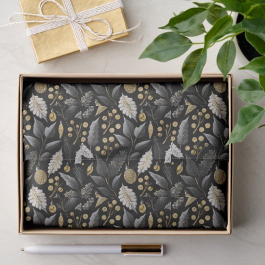 Black Gold Christmas Pattern#18 ID1009 Tissuepapier (Geschenk)