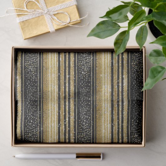 Black Gold Christmas Pattern#28 ID1009 Tissuepapier (Geschenk)
