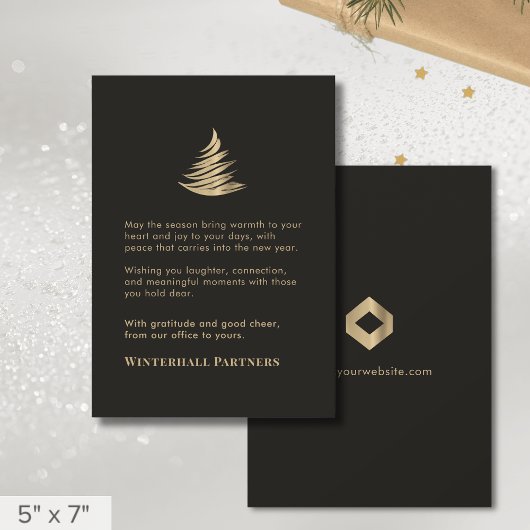 Black Gold Christmas Tree Business Logo Feestdagenkaart