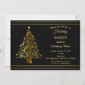 Black Gold Christmas Tree Corporate Holiday Party  Kaart (Voorkant)
