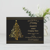 Black Gold Christmas Tree Corporate Holiday Party  Kaart (Staand voorkant)
