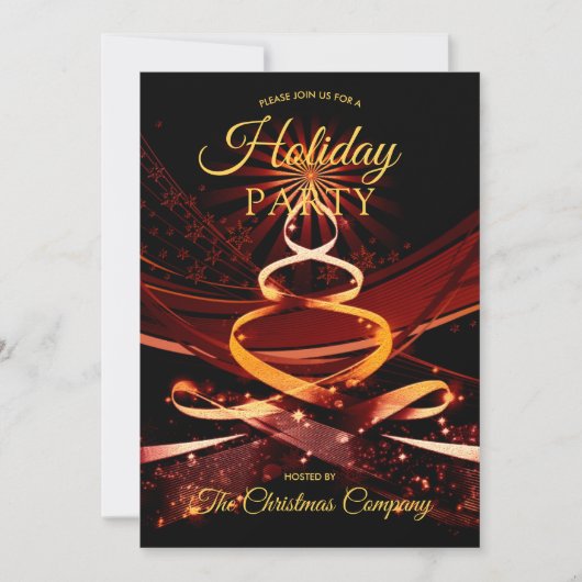 Black Gold Christmas Tree Corporate Holiday Party Kaart (Voorkant)