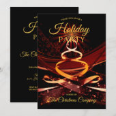 Black Gold Christmas Tree Corporate Holiday Party Kaart (Voorkant / Achterkant)