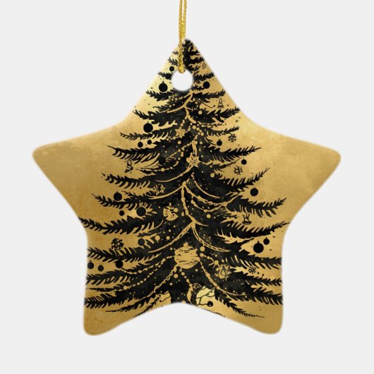Black Gold Christmas Tree Ornament (Voorkant)