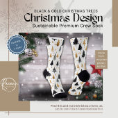 Black & Gold Christmas Trees Crew Sokken