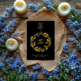 Black & Gold Circle Bewaar de datum - Wedding Kaart