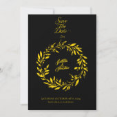 Black & Gold Circle Bewaar de datum - Wedding Kaart (Voorkant)