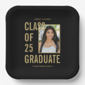 Black & Gold Class of 2025 Afstudeerfeest Papieren Bordje (Voorkant)