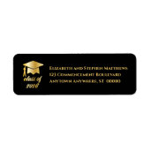 Black | Gold Class of 2026 Graduation Cap Label (Voorkant)
