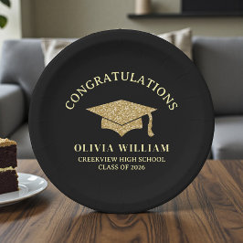 Black & Gold Class Of 2026 Graduation Party Papieren Bordje