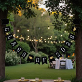 Black & Gold Class Of 2026 Graduation Party Vlaggetjes