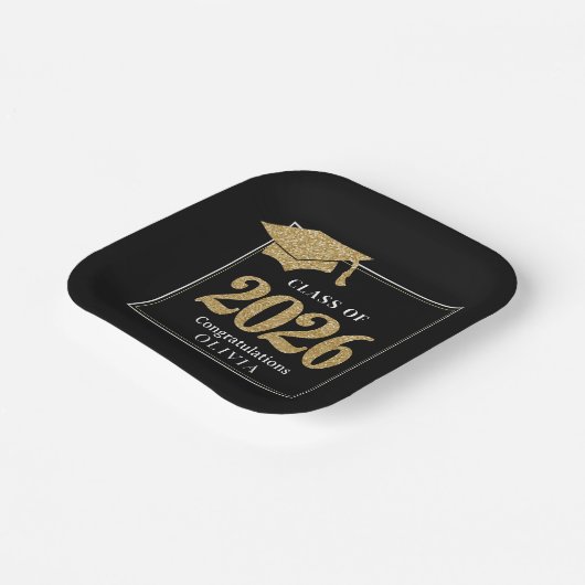 Black & Gold Class Of 2026 Papieren Bordje (Gebogen)